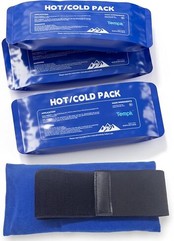 عبوات ثلج ساخنة وباردة قابلة لإعادة الاستخدام للإصابات، لفافات جل طويلة الأمد قابلة لإعادة الاستخدام لآلام الكتف والظهر والركبة وآلام العضلات وبعد الجراحة 3 قطع مع حزام 10.5 بوصة × 4.3 بوصة × 1.2 بوصة in Kuwait