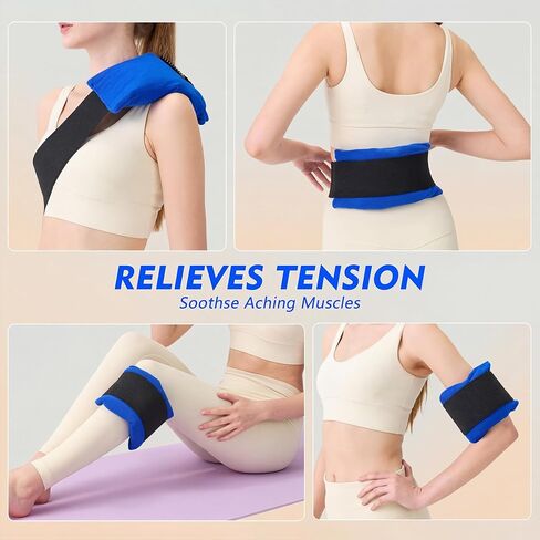 عبوات ثلج ساخنة وباردة قابلة لإعادة الاستخدام للإصابات، لفافات جل طويلة الأمد قابلة لإعادة الاستخدام لآلام الكتف والظهر والركبة وآلام العضلات وبعد الجراحة 3 قطع مع حزام 10.5 بوصة × 4.3 بوصة × 1.2 بوصة in Kuwait