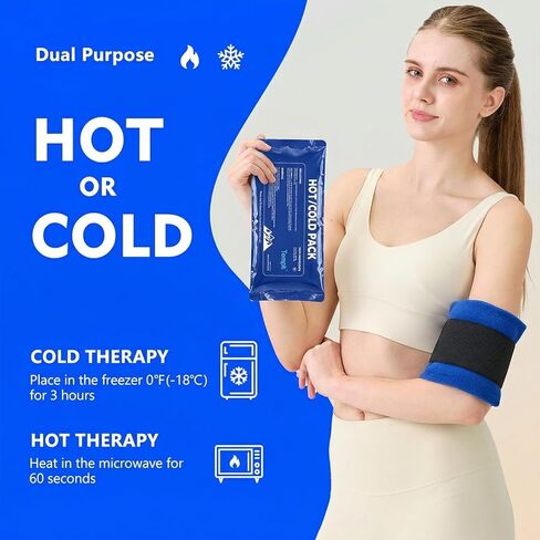 عبوات ثلج ساخنة وباردة قابلة لإعادة الاستخدام للإصابات، لفافات جل طويلة الأمد قابلة لإعادة الاستخدام لآلام الكتف والظهر والركبة وآلام العضلات وبعد الجراحة 3 قطع مع حزام 10.5 بوصة × 4.3 بوصة × 1.2 بوصة in Kuwait