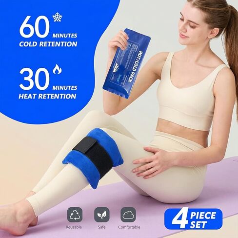 عبوات ثلج ساخنة وباردة قابلة لإعادة الاستخدام للإصابات، لفافات جل طويلة الأمد قابلة لإعادة الاستخدام لآلام الكتف والظهر والركبة وآلام العضلات وبعد الجراحة 3 قطع مع حزام 10.5 بوصة × 4.3 بوصة × 1.2 بوصة in Kuwait