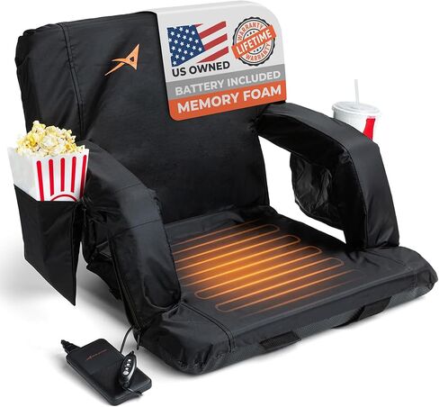Heated Stadium Seats for Bleachers with Back Support – USB Battery Included - Upgraded 3 Levels of Heat - Foldable Chair - 4 Pockets for Snacks, Cup Holder - for Camping, Games & Sports (Hunter Green) in Kuwait