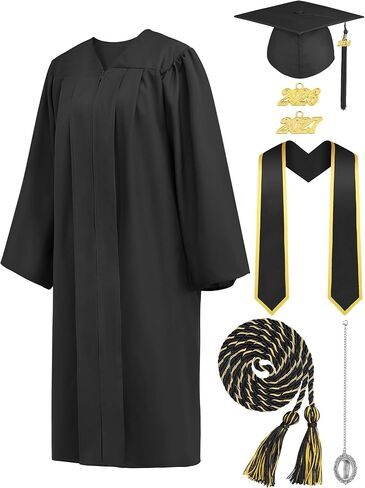 SOMSOC Matte Graduation Cap and Gown Tassel Stole Set 2025 for High School and College with Honor Cord Glasses Photo Charm in Saudi Arabia