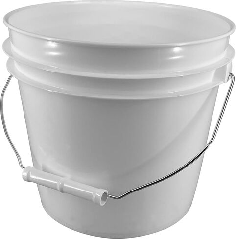 شركة Illing (الآن التعبئة والتغليف Illing) دلو فاخر سعة 1 جالون، HDPE، أبيض، 5 عبوات مع أغطية متطابقة، سطل لجميع الأغراض، بدون بلاستيك BPA، درجة الطعام، مقبض معدني مع قبضة بلاستيكية سميكة in Kuwait