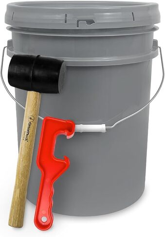 ePackageSupply 5 Gallon Plastic Bucket with Airtight Lid | Made in USA | Food Grade Bucket | BPA-Free | Heavy Duty 90 Mil All Purpose Pail | One 12" Rubber Mallet & One Lid Opener Included | 1 Pack in Saudi Arabia