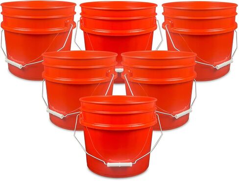 ePackageSupply 3.5 Gallon Plastic Bucket Only (Lid Not Included) I Heavy Duty I Food Storage, BPA-Free I 90 Mil All Purpose Pail I Made in The USA (Red, 3) in Saudi Arabia