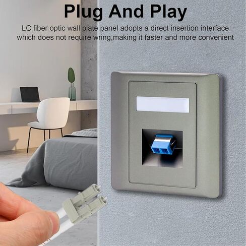 Poyiccot LC Fiber Optic Wall Plate, Duplex LC Fiber Panel Mount Connector Single-Mode Modular Socket for Optic Network LAN Patch Panel and Wall Plate, 1pcs in Saudi Arabia