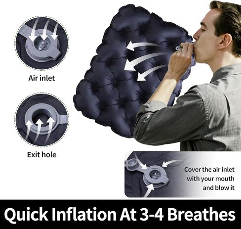 Inflatable Seat Cushion – Portable Lightweight Waterproof Travel & Stadium Seat Pad, Fast Inflate/Deflate Air Cushion for Camping, Hiking, Office, Tailbone Relief in Saudi Arabia