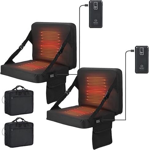 Nice C Heated Stadium Seat with Battery, Heated Seat Cushion, Heated Bleacher Seat, Stadium Seat with Back, Foldable and Lightweight, Thick Padded with Carry Handle, Power Bank Included (1 Pack) in Saudi Arabia