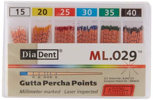 DiaDent 101-691 Color Coded Gutta Percha Point, Spill Proof, Assorted, #15-40 Tip Size Gutta Percha (Pack of 120) in Kuwait