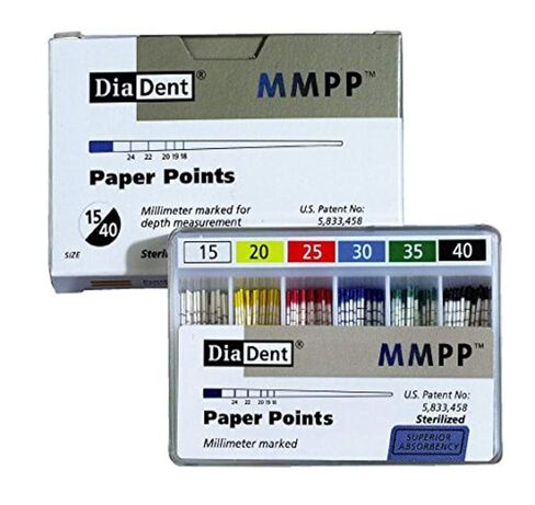 DiaDent 202-603 Diadent 202-603 Color Coded Paper Point, Spill Proof, Clearance, Red, #F Accesory Size, 28 mm Length, Paper (Pack of 200) in Kuwait