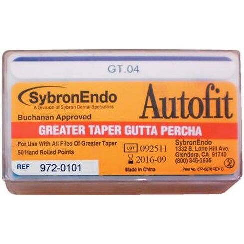 Kerr 972-0102 AutoFit Greater Taper Gutta Percha Point, 0.06 Taper (Pack of 50) in Kuwait
