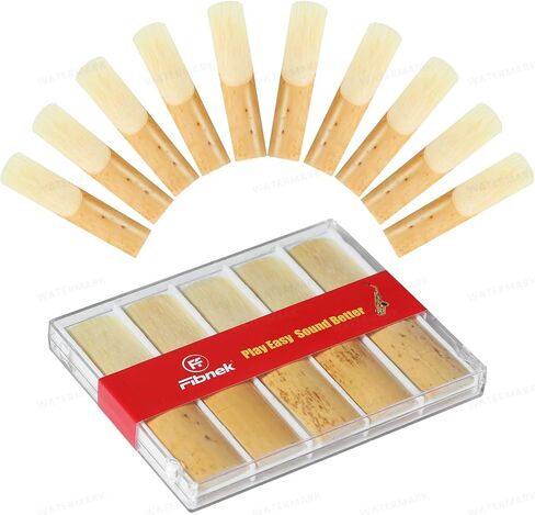 10 Pack Alto Saxophone Reeds Strength 2.5 - Standard Eb Alto Sax Reeds for Student Daily Practice, Easy to Play for Beginners, Plastic Box Storage in Kuwait