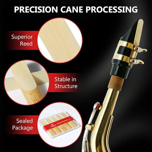 10 Pack Alto Saxophone Reeds Strength 2.5 - Standard Eb Alto Sax Reeds for Student Daily Practice, Easy to Play for Beginners, Plastic Box Storage in Kuwait