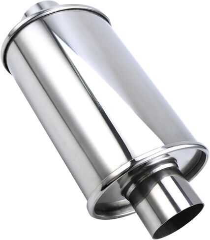 A-KARCK 2.5 inch 304 Stainless Steel Muffler, Ultra Quiet Resonator, Universal Sliver Oval Performance Exhaust Muffler in Kuwait