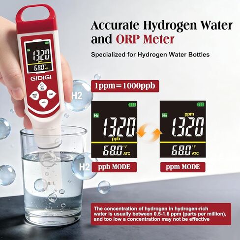 Upgraded Hydrogen Water Tester Meter Verified Digital 7-in-1 H2 ORP pH Meter Salt TDS EC Water Tester for Hydrogen Bottle, Pool, Aquarium, Drinking Water, Hydroponic in Kuwait