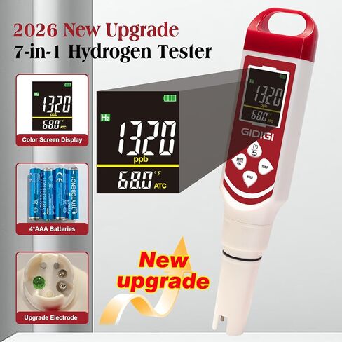 Upgraded Hydrogen Water Tester Meter Verified Digital 7-in-1 H2 ORP pH Meter Salt TDS EC Water Tester for Hydrogen Bottle, Pool, Aquarium, Drinking Water, Hydroponic in Kuwait