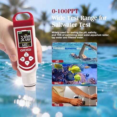 Upgraded Hydrogen Water Tester Meter Verified Digital 7-in-1 H2 ORP pH Meter Salt TDS EC Water Tester for Hydrogen Bottle, Pool, Aquarium, Drinking Water, Hydroponic in Kuwait