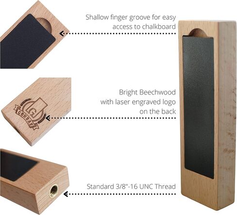 Beer Tap Handle with Removable Chalkboard - Mini 5.5 Inch Beech Wooden Tap Handle with a Convenient Removable Magnetic Chalkboard for Kegerators, Bar Taps, Homebrewers, and Draft Beer, by Gonbae in Saudi Arabia