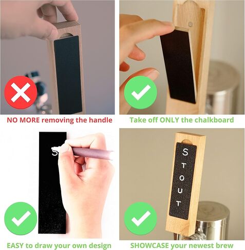 Beer Tap Handle with Removable Chalkboard - Mini 5.5 Inch Beech Wooden Tap Handle with a Convenient Removable Magnetic Chalkboard for Kegerators, Bar Taps, Homebrewers, and Draft Beer, by Gonbae in Saudi Arabia
