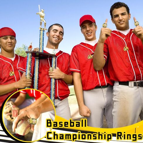 Baseball Championship Rings Gold Baseball Championship Trophy Rings With Neck Chain Sport Ball Award Gift for Champion Winner Tournament Team Prize Favor in Saudi Arabia