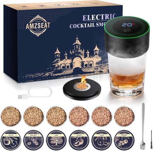 Electric Whiskey Smoker Kit-Rechargeable Cocktail Smoker Set with 6 Wood Chips-Unique Bourbon Ideal Christmas, Birthday, Valentine's Day Gift,Gifts for Men, Dad, Husband in Kuwait