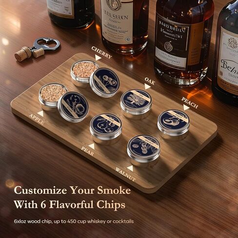 Electric Whiskey Smoker Kit-Rechargeable Cocktail Smoker Set with 6 Wood Chips-Unique Bourbon Ideal Christmas, Birthday, Valentine's Day Gift,Gifts for Men, Dad, Husband in Kuwait