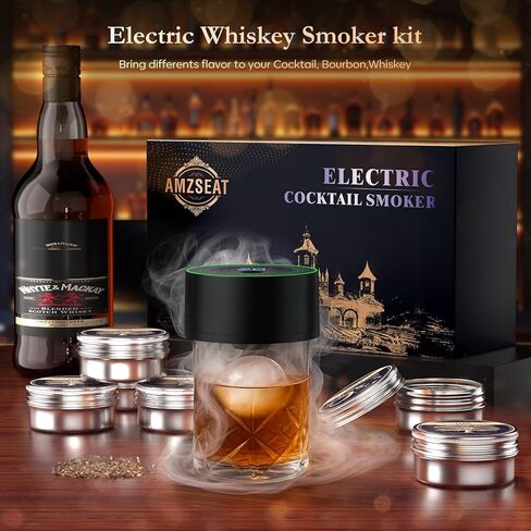 Electric Whiskey Smoker Kit-Rechargeable Cocktail Smoker Set with 6 Wood Chips-Unique Bourbon Ideal Christmas, Birthday, Valentine's Day Gift,Gifts for Men, Dad, Husband in Kuwait