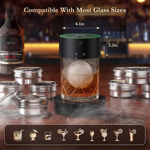 Electric Whiskey Smoker Kit-Rechargeable Cocktail Smoker Set with 6 Wood Chips-Unique Bourbon Ideal Christmas, Birthday, Valentine's Day Gift,Gifts for Men, Dad, Husband in Kuwait