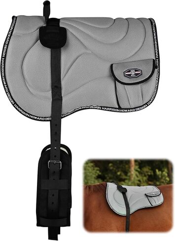 Harrison Howard Breathable Mesh Bareback Pad for Horses Soft Cushion with Matching Fleece Girth Bareback Saddle Pad in Saudi Arabia