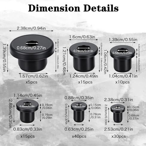 115 PCS T-Type Rubber Grommet Kit for Wiring Assortment, 6 Sizes Waterproof Wire Grommets for Automotive Firewall, Rubber Firewall Hole Plug Cable Bushing for Cable Protection & Irrigation Systems in Kuwait