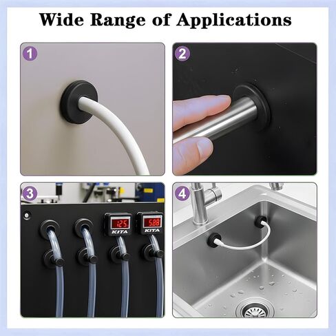 115 PCS T-Type Rubber Grommet Kit for Wiring Assortment, 6 Sizes Waterproof Wire Grommets for Automotive Firewall, Rubber Firewall Hole Plug Cable Bushing for Cable Protection & Irrigation Systems in Kuwait