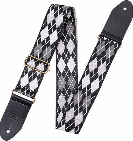 Nefelibata Guitar Strap Cotton with Thicked First Layer Vegetable Tanned Cowhide Leather Ends for Acoustic, Bass, Electric, Gift for Your Love Guitarists (Stars) in Saudi Arabia