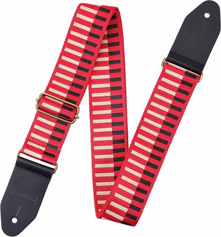 Nefelibata Guitar Strap Cotton with Thicked First Layer Vegetable Tanned Cowhide Leather Ends for Acoustic, Bass, Electric, Gift for Your Love Guitarists (Stars) in Saudi Arabia