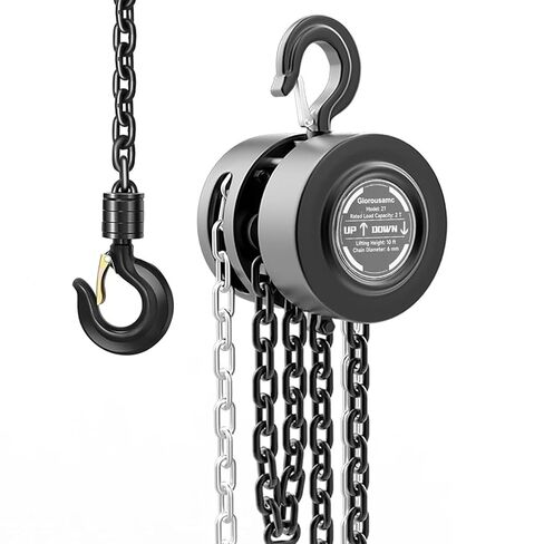رافعة سلسلة يدوية سعة 2 طن 4400 رطل سعة 10 أقدام مع خطافين للخدمة الشاقة، سقوط سلسلة يدوية لبناء المستودعات وآلات السيارات باللون الأسود (أسود، 2T) in Kuwait
