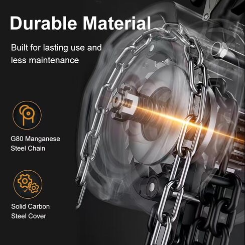 رافعة سلسلة يدوية سعة 2 طن 4400 رطل سعة 10 أقدام مع خطافين للخدمة الشاقة، سقوط سلسلة يدوية لبناء المستودعات وآلات السيارات باللون الأسود (أسود، 2T) in Kuwait