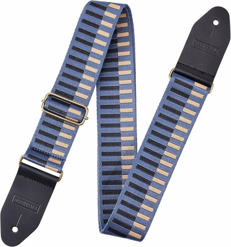 Nefelibata Guitar Strap Cotton with Thicked First Layer Vegetable Tanned Cowhide Leather Ends for Acoustic, Bass, Electric, Gift for Your Love Guitarists (Stars) in Saudi Arabia