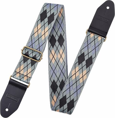 Nefelibata Guitar Strap Cotton with Thicked First Layer Vegetable Tanned Cowhide Leather Ends for Acoustic, Bass, Electric, Gift for Your Love Guitarists (Stars) in Saudi Arabia