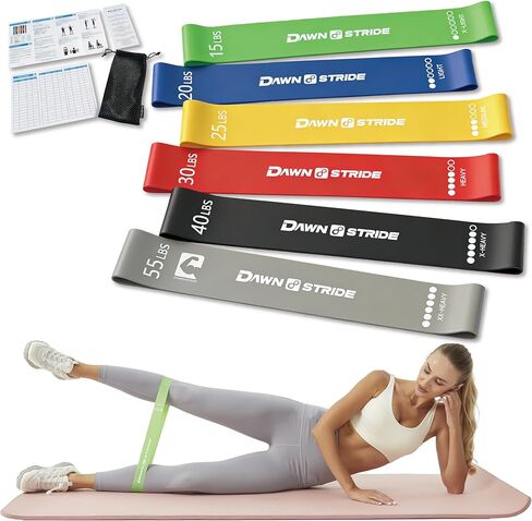 6-Levels Resistance Exercise Loop Bands Set – Elastic Workout Bands for Yoga, Strength Training, Physical Therapy – Guide, Fitness Card & Carry Bag in Saudi Arabia