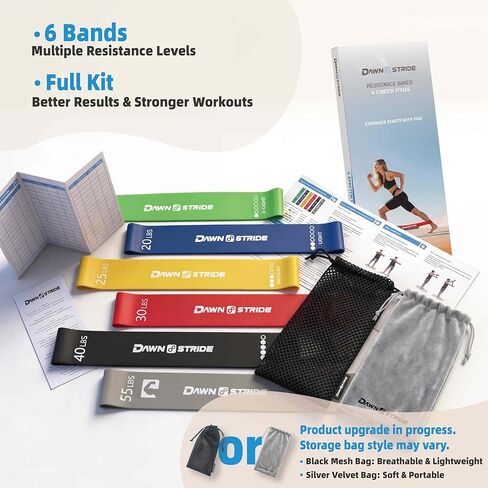 6-Levels Resistance Exercise Loop Bands Set – Elastic Workout Bands for Yoga, Strength Training, Physical Therapy – Guide, Fitness Card & Carry Bag in Saudi Arabia