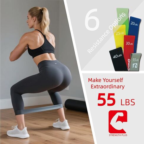 6-Levels Resistance Exercise Loop Bands Set – Elastic Workout Bands for Yoga, Strength Training, Physical Therapy – Guide, Fitness Card & Carry Bag in Saudi Arabia