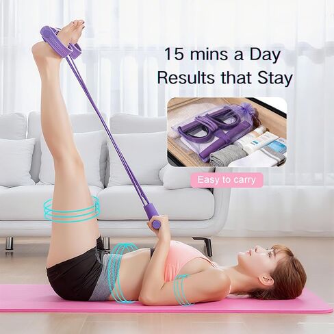 Fitness Resistance Bands Set with Handles & Ankle Straps - 4 Tube Exercise Bands for Arm, Leg, Strength Training, Stretching - Home Gym Workout Equipment in Saudi Arabia