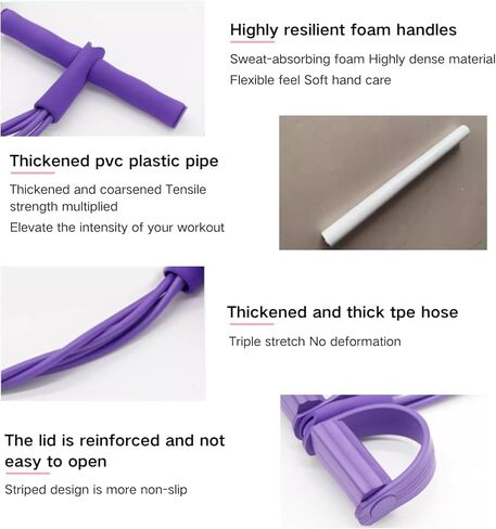Fitness Resistance Bands Set with Handles & Ankle Straps - 4 Tube Exercise Bands for Arm, Leg, Strength Training, Stretching - Home Gym Workout Equipment in Saudi Arabia