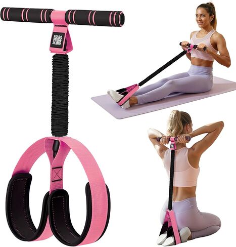 Pedal Resistance Band with Handle | Upgraded 55LBS Exercise Resistance Bands for Core, Abs, Legs, Glutes, Arms, Strength, Physical Therapy, Pilates, Sit Up Workout Equipment for Women Home Gym in Saudi Arabia