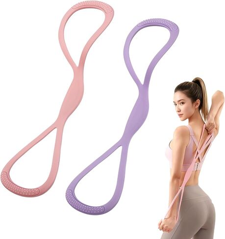 8 Resistance Band for Women, 2 Pcs Exercise Bands Resistance Bands with Handles, Portable 8 Shaped Exercise Band Stretch Bands for Strength Training Yoga Pilates in Kuwait