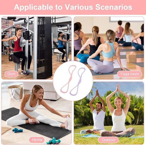 8 Resistance Band for Women, 2 Pcs Exercise Bands Resistance Bands with Handles, Portable 8 Shaped Exercise Band Stretch Bands for Strength Training Yoga Pilates in Kuwait