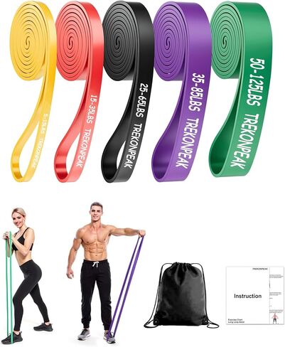 Resistance Bands for Working Out, 5-Levels Exercise Band Set, Pull Up Assistance Bands-Strength Training Physical Therapy Stretching Women Men Home Gym in Kuwait