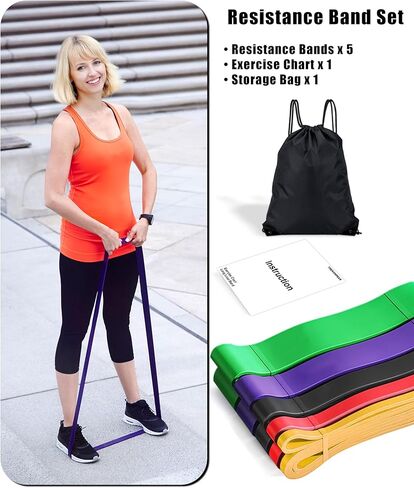 Resistance Bands for Working Out, 5-Levels Exercise Band Set, Pull Up Assistance Bands-Strength Training Physical Therapy Stretching Women Men Home Gym in Kuwait