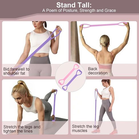 Resistance Bands, Figure 8 Resistance Band, 4 Pack - Latex-Free Exercise Bands for Home Gym, Strength Training & Physical Therapy | Yoga, Pilates, Glute Workouts | Portable Elastic Bands in Kuwait