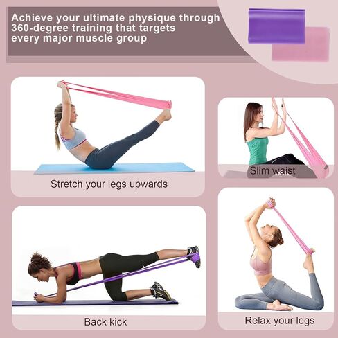 Resistance Bands, Figure 8 Resistance Band, 4 Pack - Latex-Free Exercise Bands for Home Gym, Strength Training & Physical Therapy | Yoga, Pilates, Glute Workouts | Portable Elastic Bands in Kuwait