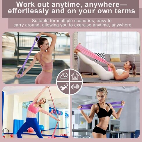 Resistance Bands, Figure 8 Resistance Band, 4 Pack - Latex-Free Exercise Bands for Home Gym, Strength Training & Physical Therapy | Yoga, Pilates, Glute Workouts | Portable Elastic Bands in Kuwait